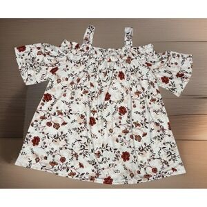 Melloday Anthropologie Floral Smocked Adjustable Strap Blouse Top Women Small